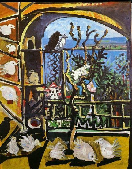 L atelier Les pigeons I 1957 Cubism Oil Paintings